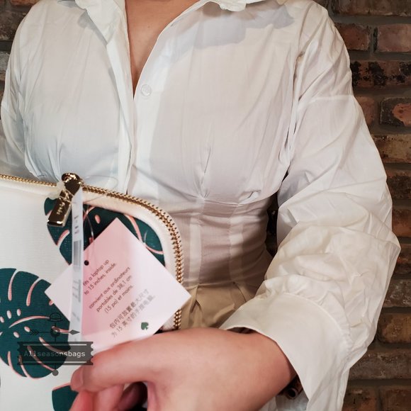 NWT Kate Spade AUTHENTIC Monstera Laptop Laptop SLEEVE CASE Green Multi WHITE - Picture 4 of 5